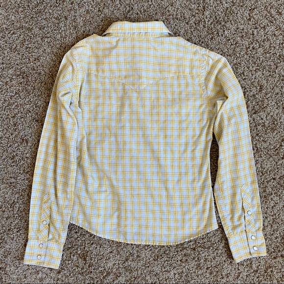 Panhandle Slim Retro Pearl Snap Button Down Yellow Plaid Vintage Shirt - Picture 6 of 12